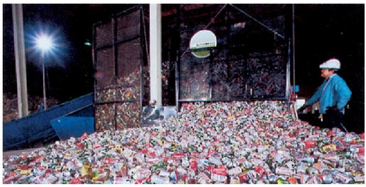 Aluminioa birziklatzeko lantegia.